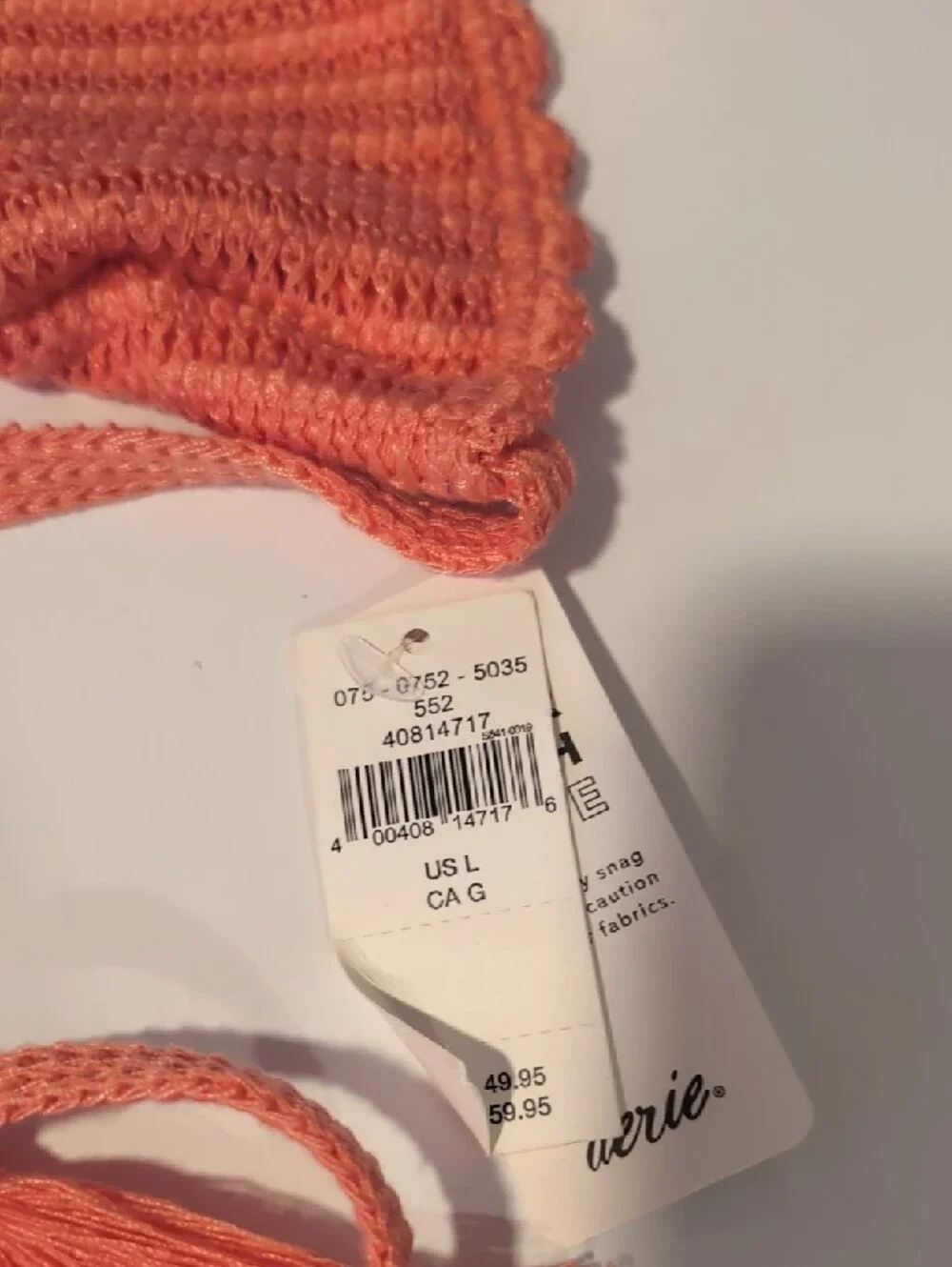 aerie Coral Crochet Triangle Bikini Set - Picture 3 of 7